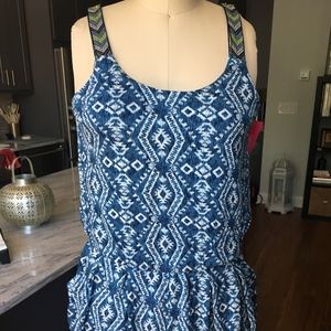 Xhilaration Blue & White Printed Romper